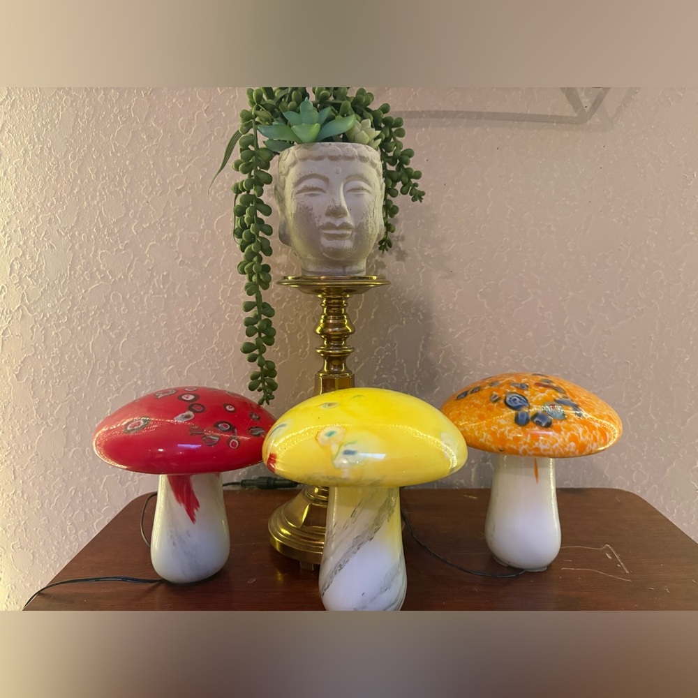 Vintage Boho Glass Mushrooms